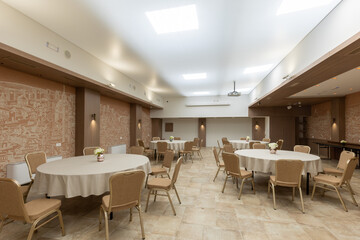 Interior of an empty hotel restaurant