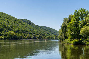 Fototapeta na wymiar View at the Moselle Valley in Pommern, Rhineland-Palatine, Germany