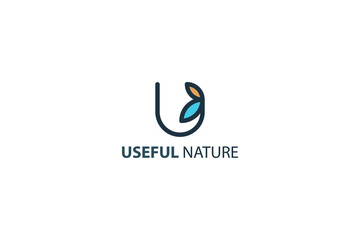Fototapeta premium Letter U simple and line art creative natural business logo