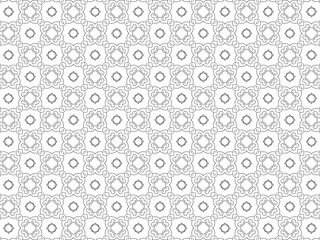 Simple textile black geometric seamless patterns on white background