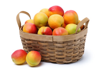 Fresh apricot fruits isolated on white background