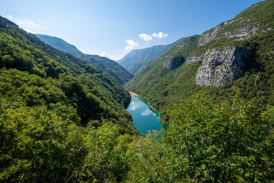 Blue water in the Italian mountains