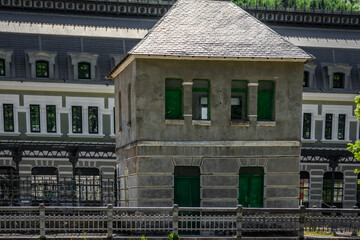 Elegant Canfranc International railway station in the Spanish Pyrenees, Huesca, Spain