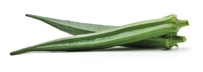 Fresh young okra isolated on white background