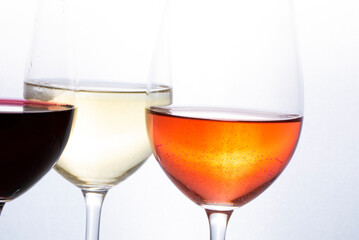 two glasses of wine. Wine glass. Background. Drink