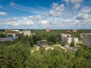 Aerial view of Visaginas town. Visaginas, Lithuania. June 2021 