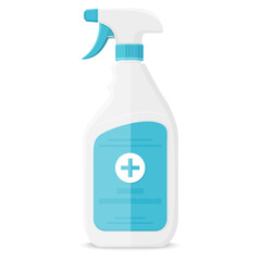 Anti-Bacterial Sanitizer Spray, Hand Sanitizer Dispenser, infection control concept. Sanitizer to prevent colds, virus, Coronavirus, flu. Spray bottle. Alcohol spray. Flat icon design.