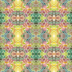 watercolor summer infinity pattern with floral ornament