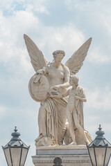 Closeup view at Roman statues in Schloss Bridge near Berlin Cathedral and Unter den Linden street...