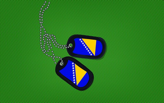 Army Dog Tag, With The Flag Of Bosnia And Herzegovina. Army Badge