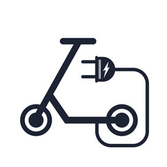 Electric scooter ,E scooter line icon. Battery powered scooter inside circle with a plug Vector illustration