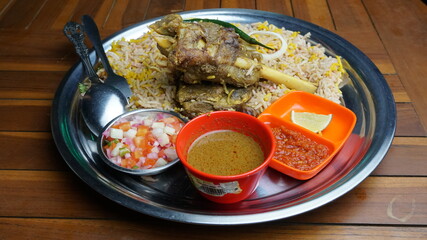 Briyani & Mandi Rice on Wooden Table