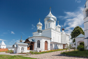 Fototapeta na wymiar Nikitsky Monastery for men. Nikitsky Cathedral and Nikita's pillar-chapel. Pereslavl Zalessky