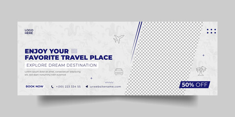 Travel facebook cover social media post and web banner template