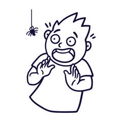 Man with frightened emotions. Scared emoji avatar. Portrait of a panicked person. Cartoon style. Flat design vector illustration.