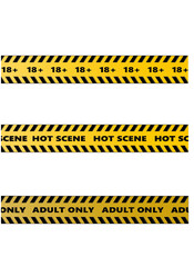 set of yellow and black stripes with adult content sign