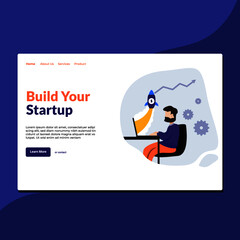 Landing page template of Build Your Startup . Modern flat design concept of web page design for website and mobile website. Easy to edit and customize. Vector Illustration