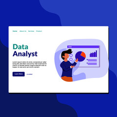 Landing page template of Data Analyst. Modern flat design concept of web page design for website and mobile website. Easy to edit and customize. Vector Illustration