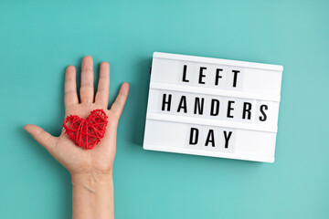 Light box with text left handers day