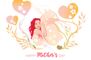 girl hugs the belly of a pregnant mom