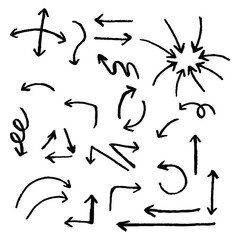 Sketch arrow set isolated on white background