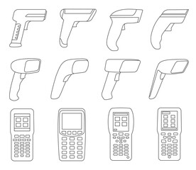 Scanner vector outline set icon. Isolated outline set icon barcod code. Vector illustration scanner on white background. © Svitlana
