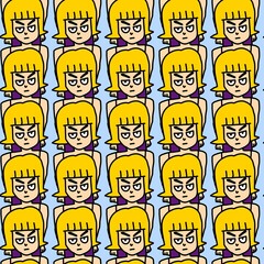 seamless pattern of cute woman cartoon