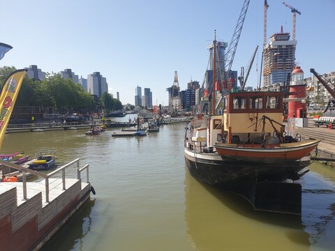 Rotterdam Leuvehaven Port River and Ships