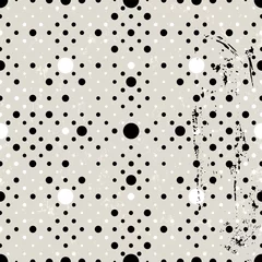 Foto op Canvas seamless polka dots pattern, with paint strokes and splashes, black and white © Kirsten Hinte