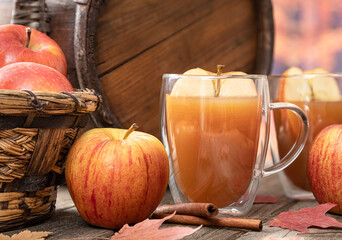 Glass of Apple Cider and Fresh Apples