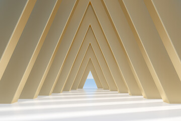 3D rendering triangle shape tunnel