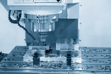 The  CNC  milling machine cutting  the mold parts by solid ball  end-mill tool type.