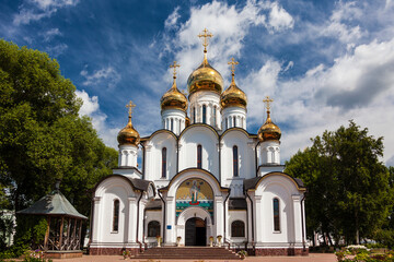 Fototapeta na wymiar St. Nicholas Convent, founded in 1350 in the city of the Golden Ring of Pereslavl-Zalessky. Yaroslavl region, Russia