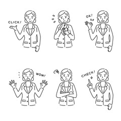 会社員女性のポーズ・表情セット