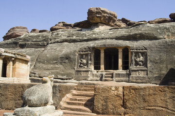 Ravan Pahadi early rock-cut cave temple at Aihole in Bagalkot District, Karnataka, India