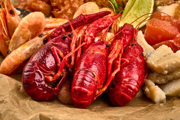 Delicious Seafood platter, isolated on white background. High resolution image.