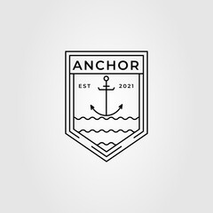 minimalist anchor or nautical line art logo vector illustration design