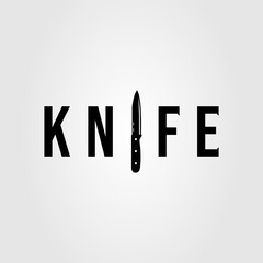 sharp knife logotype or typography logo vector illustration design
