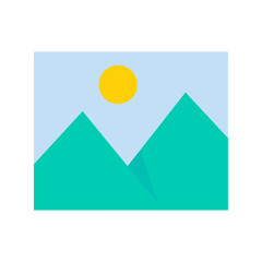 Image vector. Simple mountain landscape photo. Adding photos to the album.