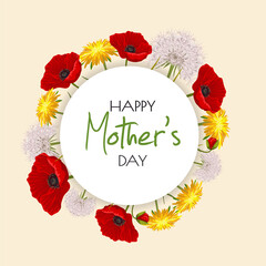 Mums, Mother's Day Flowers Banner Greeting Card Background