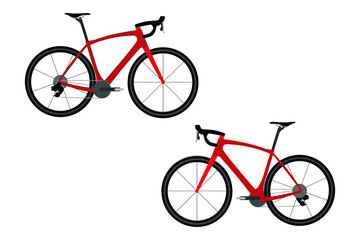 A modern sports bike, city bike or gravel bike. A multi-speed bike for adults. Vector flat illustration isolated on white.