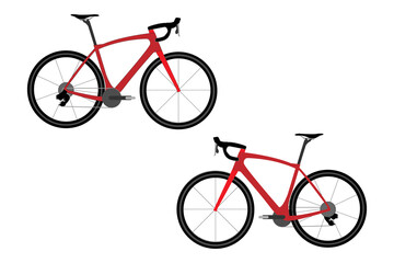 Fototapeta premium A modern sports bike, city bike or gravel bike. A multi-speed bike for adults. Flat illustration isolated on white.