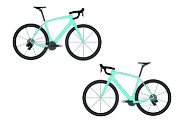 Fototapeta premium A modern sports bike, city bike or gravel bike. A multi-speed bike for adults. Vector flat illustration isolated on white.