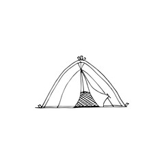 tent for camping equipment, sketch doodle style design  illustration.
