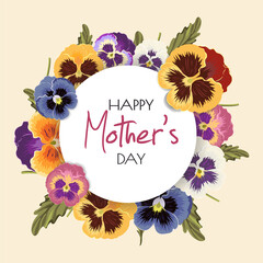 Mums, Mother's Day Flowers Banner Greeting Card Background