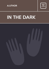 Hand drawn human hands on dark background. Book cover creative template. Fiction or non-fiction genre. Mid century style design.