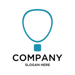 simple hot air balloon logo design with line vector graphic