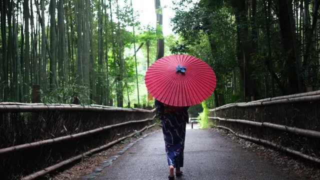 京都の嵐山を散策する女性4