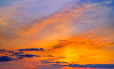 high resolution replacement sky - golden hour cloudy sunset sky