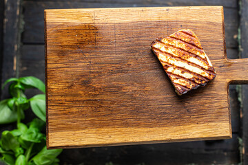 Fototapeta premium cheese grilled halloumi fried barbecue meal snack copy space food background rustic top view 